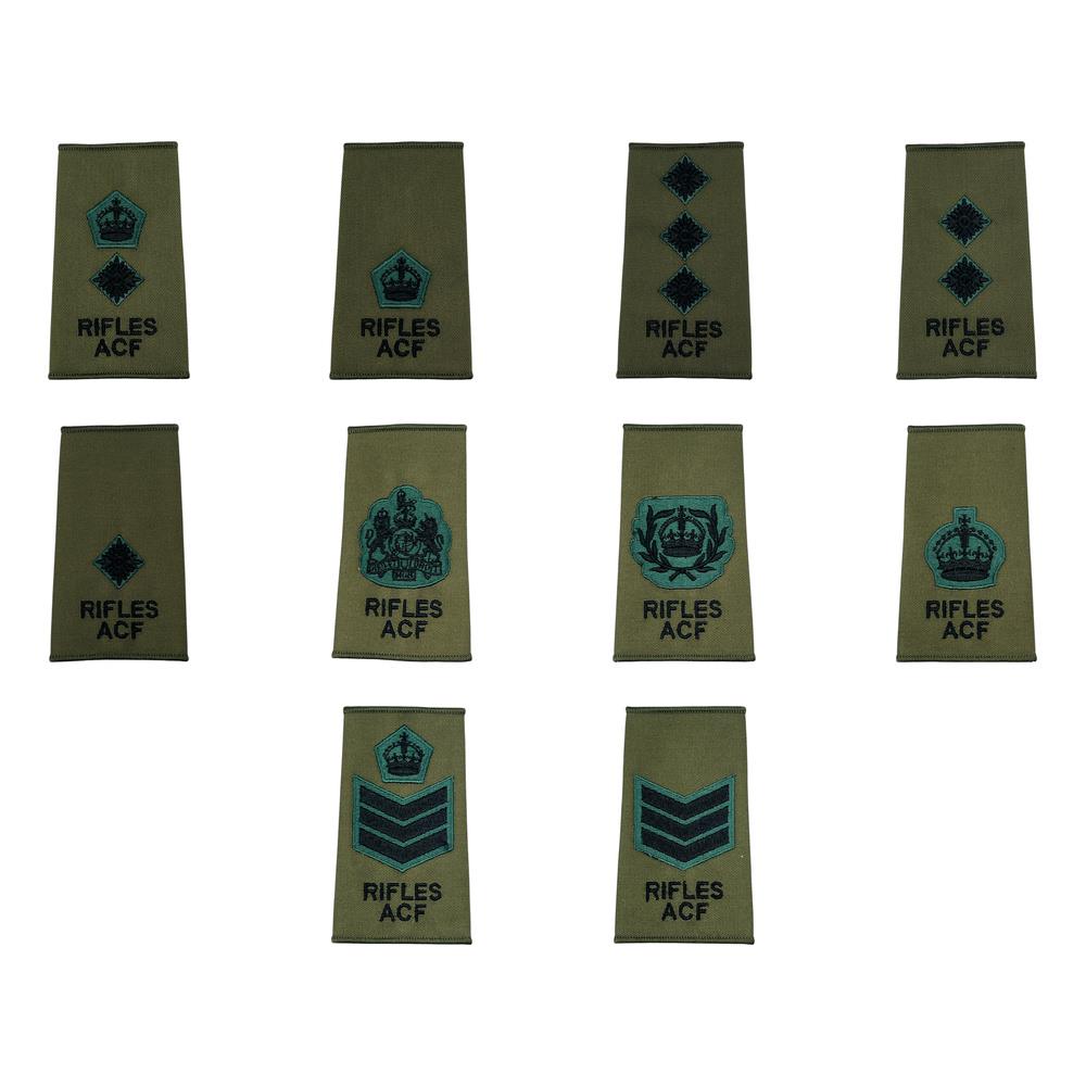 The Rifles ACF Rank Slides - Olive | Cadet Kit Shop