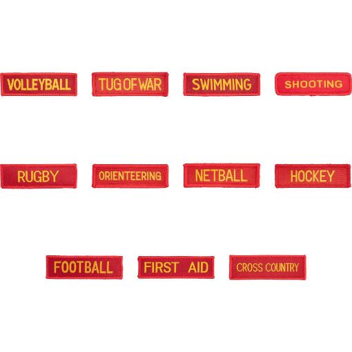 Picture of Cadet County Sports Badges - Gold on Red