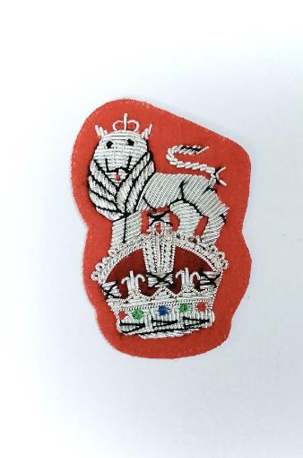 Picture of The Light Dragoons Mess Dress - Kings Cypher Badge - Silver on Scarlet - Tudor Crown