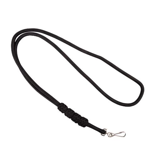 Picture of Royal Gurkha Rifles 4 Knot Black Lanyard - Black - Nickel Clip
