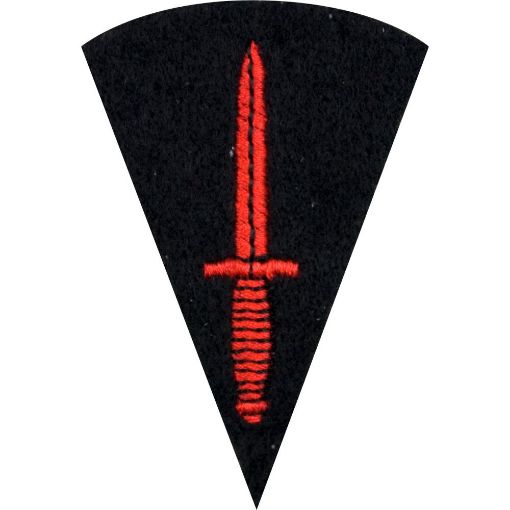 Picture of Royal Marines Commando Shoulder Title - Emb - Red on Blk - Pack of 5