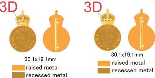 Picture of ACF No1 Dress - Collar Badges - Gilt Plate - Shank & Pin Fitting - Tudor Crown - Pair