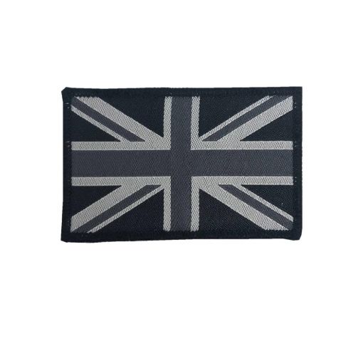 Picture of Large Union Jack GB Patch - Sew on Velcro - Black - 80 x 50mm - Pairs     