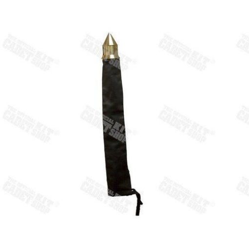 Picture of Ceremonial Banner Cover - straight grained black leather with brass rocket top