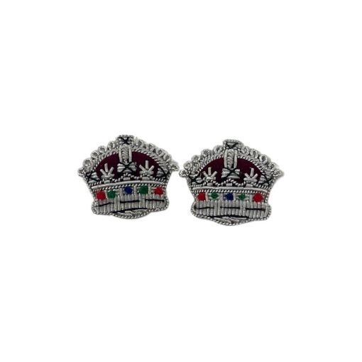 Picture of Embroidered Rank Crowns - Silver - 5/8 inch - Pair - Tudor Crown