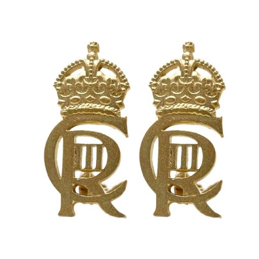 Picture of CIIIR - Large Gold Royal Cypher & Crown - H3., W1. - Wires - Pair