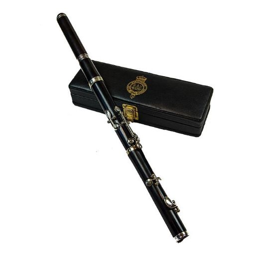 Picture of Viscount F (High Pitch) Flute 5 Key, 4 Piece in African Blackwood-Polished Bore 
Complete with Lightstain Wooden Box